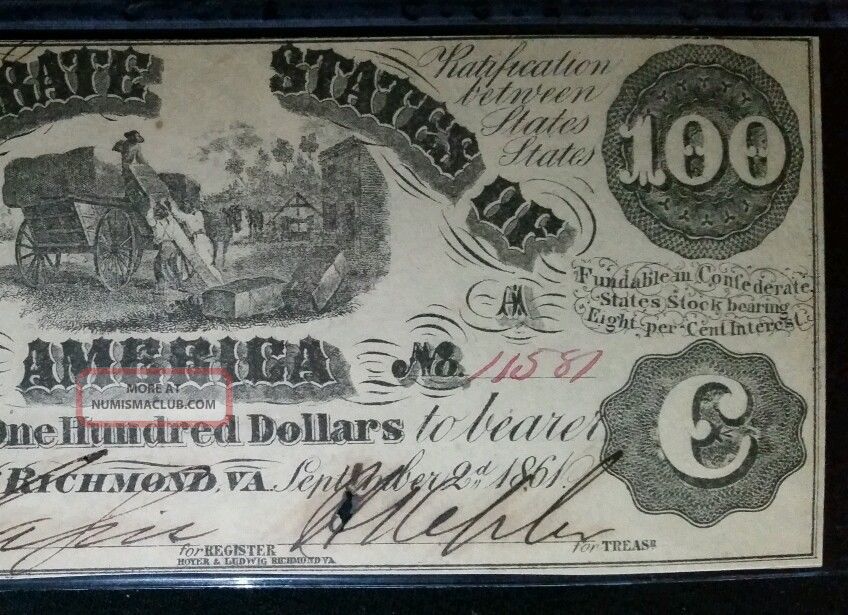1861 100 T 13 Au Confederate States Of America Rare Csa Civil War