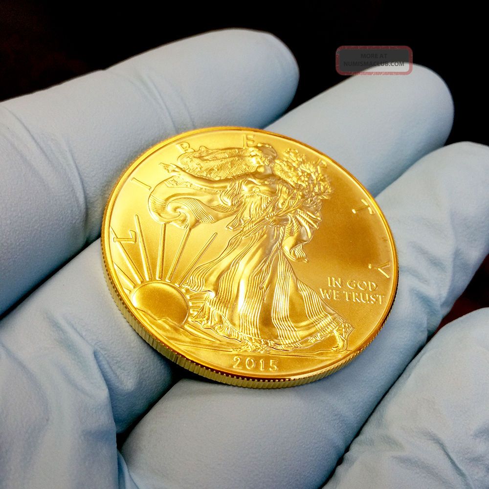2015 American Silver Eagle 1 Troy Oz. 999 Pure Silver Limited 24k Gold ...