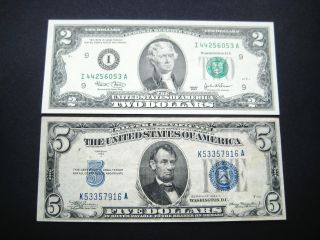 $5 1934 A Silver Certificate And $2 Frn Choice F Note photo