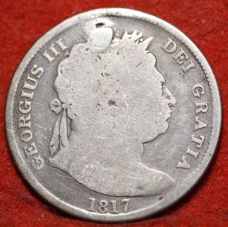 Circulated 1817 Great Britain 1/2 Crown Km 667 Silver Foreign Coin S/h photo