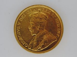 1913 Canadian Five (5) Dollar Gold Coin Tone.  241 Agw Only 98,  832 Minted 36 photo