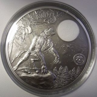 Palau 2013 10$ Mythical Creatures Werewolf 2oz Silver Coin photo