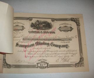 1901 Sampson Mining Company Stock Certificate 447,  437 Shares Bingham Utah photo