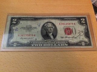 1953 $2 Red Seal - Well Circulated - In Protective Sleeve photo