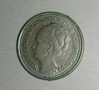 Netherlands,  1935 10 Cents Km - 163,  64 Silver Coin,  About Very Fine photo