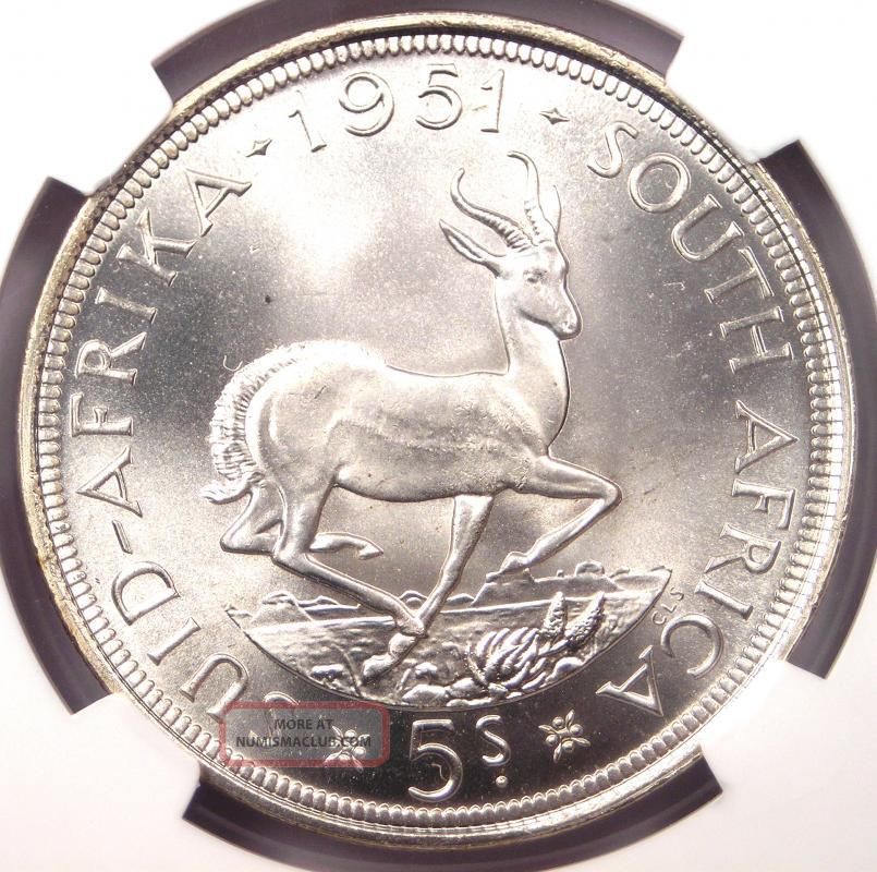 1951 South Africa George Vi Proof 5 Shilling 5s Coin Ngc Pr67 Pf67
