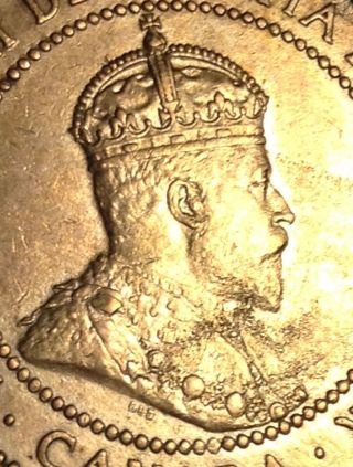 1909 King Edward Vii Canada Canadian 1 Large Cent Look photo