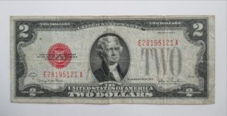 1928 G Red Seal Note $2 Two Dollar Bill United States,  Excellent; Ea Block photo