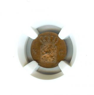 Netherland 1857 Half 1/2 Cent Ngc Ms64 Red - Brown photo