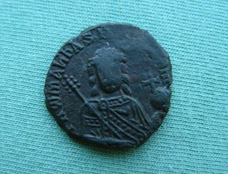 Byzantine Emperor Romanus I.  Ae Follis.  913 - 959 Ad.  Constantinople. photo