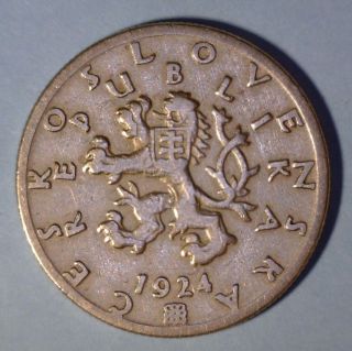 Czechoslovakia 50 Halere 1924 Very Fine,  Coin photo