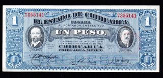Feb 1914●un (1) Peso Estado De Chihuahua Mexico Banknote Ship 50Ȼ Per Item Added photo
