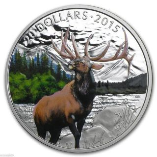 2015 Canada $20 The Majestic Elk Silver Coin Colour Box,  Gift photo