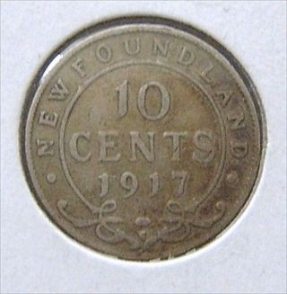 Rare Silver 1917 Newfoundland Dime 92.  5 Silver 10 Cents Coin George V photo