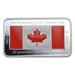 2015 Canada Silver $50 - Canadian Flag - Enameled - Pf70 Uc Er - Ngc Coin - Rare photo