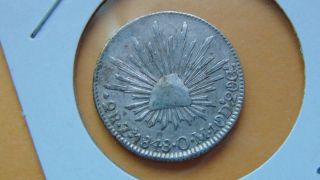 Mexico 2 Reales,  1848 Zacatecas Zs Om Mexican Silver Coin Radiant Cap Eagle photo