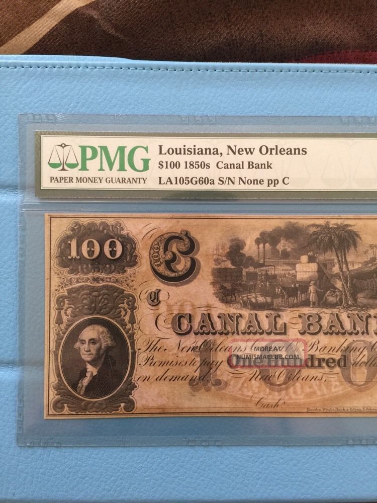 $100 Canal Bank Louisiana Orleans 1850 ' S Pmg Gem66epq