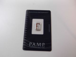 1 Gram Platinum Bar Pamp Suisse.  9999 Fine In Assay photo