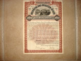 Stock Bond Certificate - Brooklyn & Brighton Beach Rr Co.  50 Yr.  Gold Bond 1896 photo