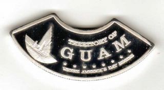 2014 Territory Of Guam $5 Guaham Silver Plated Crescent Shaped Coin - Rare photo