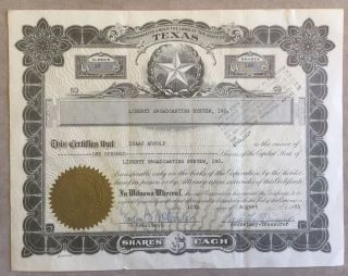 1951 Liberty Broadcasting System Stock Certificate Signed By Gordon Mclendon photo