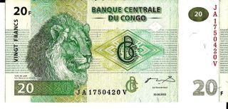 Congo 2003 20 Francs Currency Unc photo