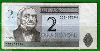 Estonia - 2006 K.  E.  Von Baer 2 Krooni Banknote P85 Avf photo
