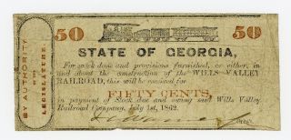 1862 50c Wills Valley Railroad Scrip - Georgia Note Civil War Era W/ Train photo