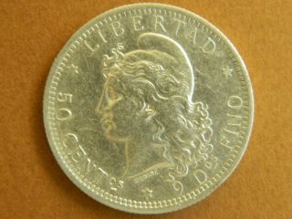1883 Argentina 50 Centavos Silver Coin,  Real Photos photo