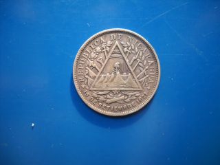 World Silver Coin Nicaragua 20 Cents Centavos 1891 photo