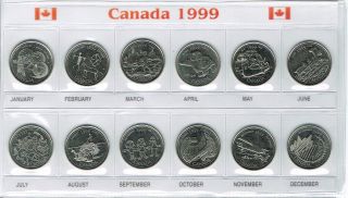 1999 Canadian Brilliant Uncirculated Uncertified Commemorative Twelve Quarters photo