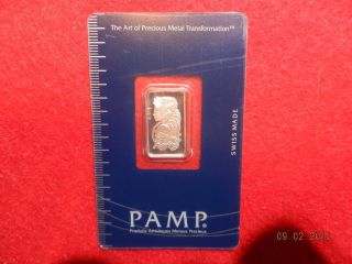 5 Gram Pamp Suisse Platinum Bar (v2).  999,  Fine In Assay Card photo