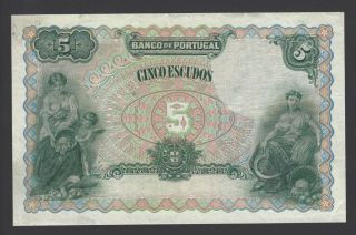Banco De Portugal 5 Escudos Nd (ca 1915) Pick Unlist Specimen Extremely Fine photo