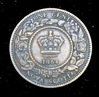 1864 Fine (f) Nova Scotia Large Cent - Cc183 photo