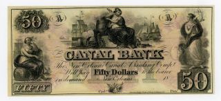 1800 ' S $50 The Canal Bank - Orleans,  Louisiana Note Ch.  Cu photo