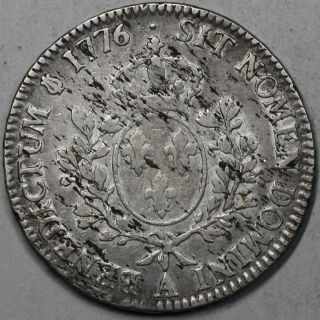 1776 - A Louis Xvi France Silver 1 Ecu Colonial Silver Dollar Coin photo