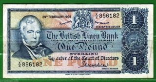 Scotland - 29.  02.  1968 The British Linnen Bank £1 Sterling P169a Vf, photo