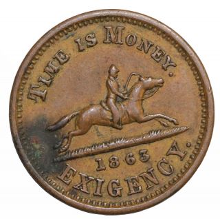 Hussey ' S Special Message Post Time Is Money N.  Y.  City Civil War Token F - 630ak - 1a photo