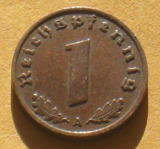 Old Coin Of Nazi Germany 1rp 1937a W/ Swastika Berlin photo