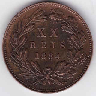 Unc.  1884 Portugal Xx Reis Coin photo