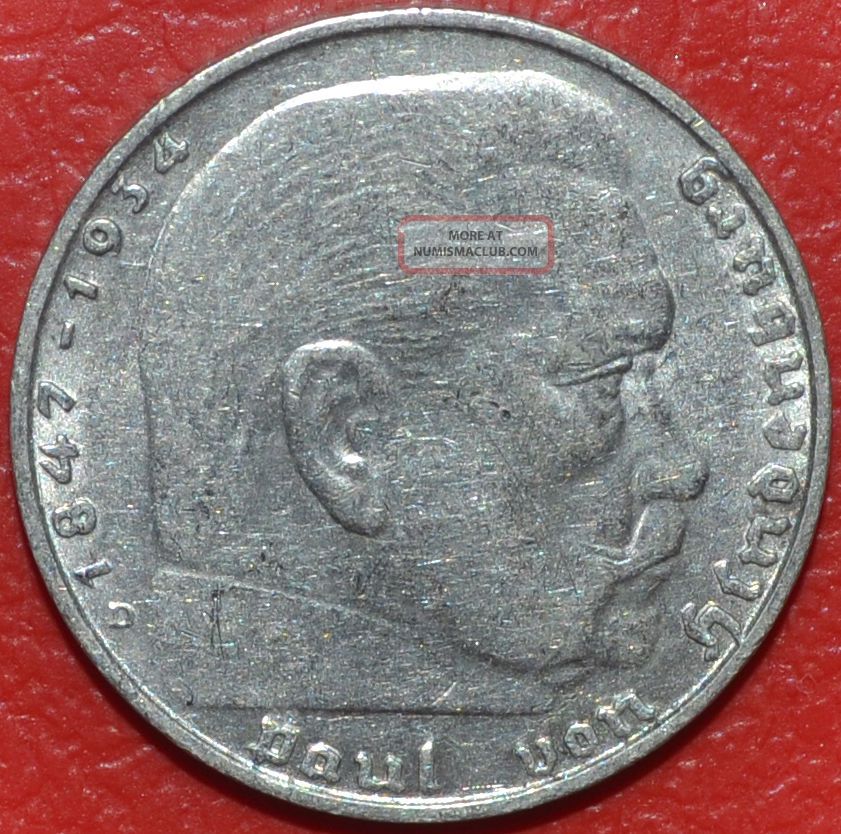 Germany (third Reich) 2 Reichsmark,  1939 Mintmark 