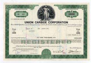 Union Carbide Corporation Stock Certificate photo