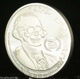 2013 1 Oz.  999 Fine Silver Deluminati Ghost Money George Washington Skull Bu` photo