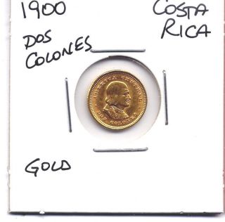 1900 Costa Rica Gold Dos 2 Colones Km 139 Columbus.  900 Fine.  045oz 1.  5560 G Ac photo