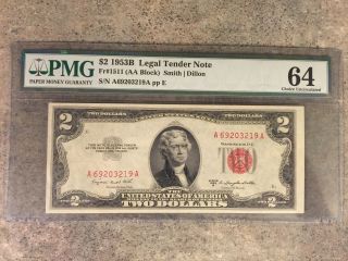 1953 2 Dollar Note Graded Uncirculated photo