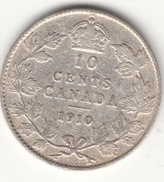 . 925 Silver 1910 Edward Vii 10 Cent Piece Vg 8 photo