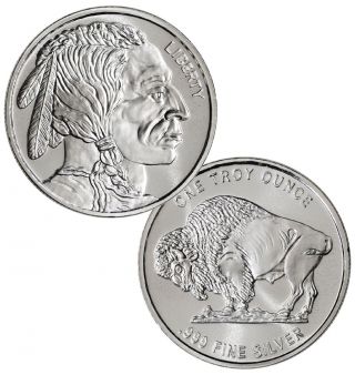 (1) Buffalo Indian 1 Oz.  999 Fine Silver Coin One Troy Ounce, . photo