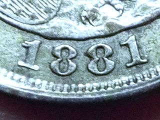 Chile,  20 Cents.  Silver,  1881 Over 1881.  Clearly Repunched Date. photo