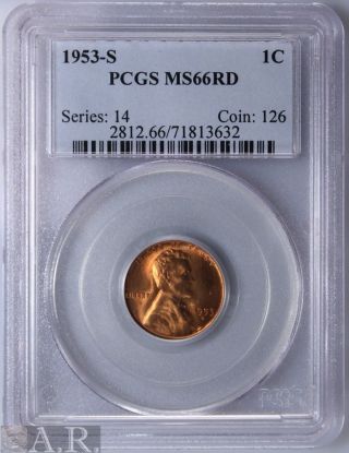 1953 - S Lincoln Wheat Cent Pcgs Ms66 Red photo
