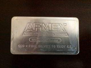 10 Oz Apmex Silver Bar.  999 Fine - - Stackable photo